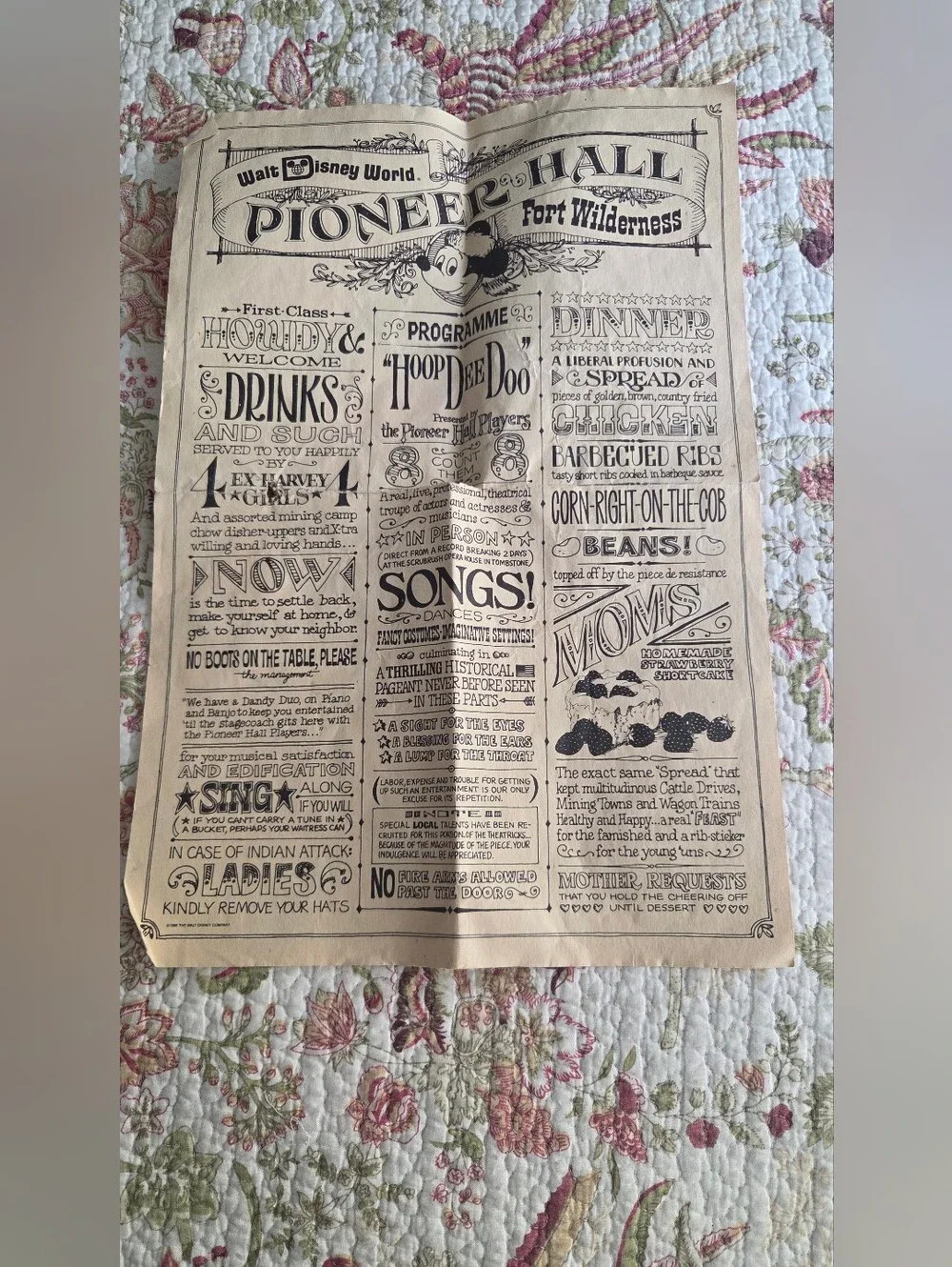 Disney Pioneer Hall Fort Wilderness Vintage Poster - Beige & Black